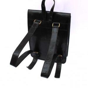 Black Handmade Leather Laptop Backpack